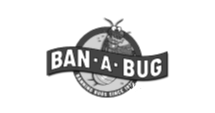 Logo featuring a cartoon bug behind a circular badge with the text "BAN A BUG" and a smaller tagline, "EXPERT PEST CONTROL.