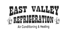 Logo for East Valley Refrigeration, Air Conditioning & Heating, with two cacti flanking the word "Refrigeration.